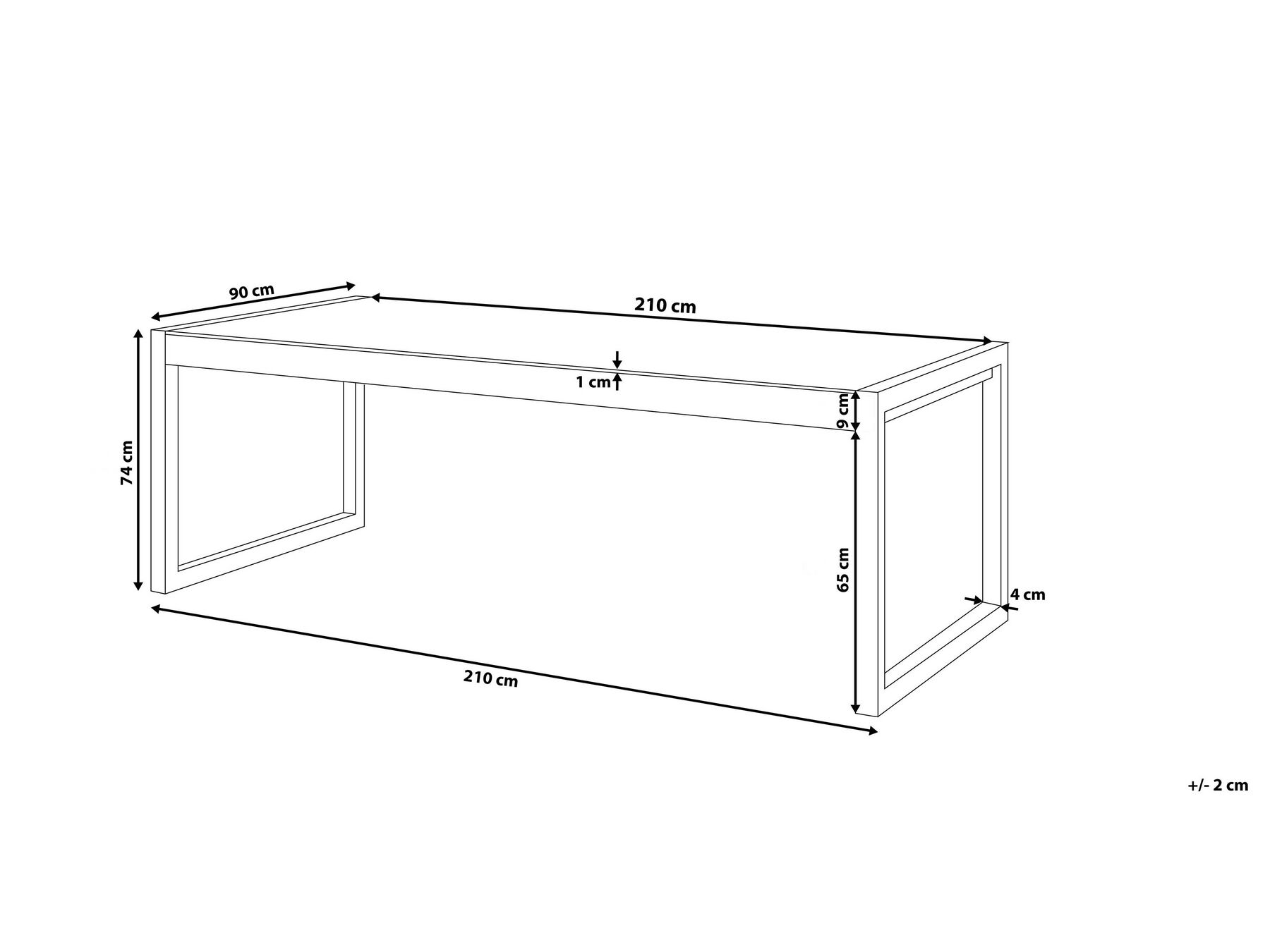 Garden Dining Table BACOLI 210 cm 90 cm Glass Off-White_799606