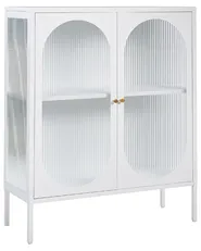 Glass Display Sideboard SARRE 90 cm Metal White_850339