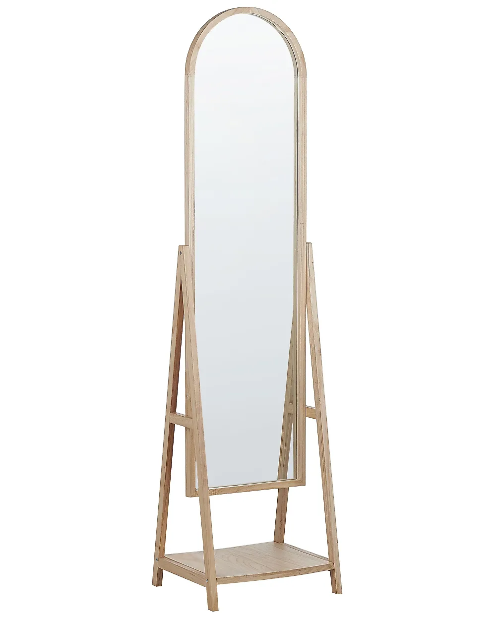 Standspiegel mit Ablagefläche CHAMBERY 170 cm Paulownia-Holz Hellbraun