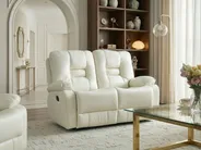 Sofa manuell verstellbar 2-Sitzer BERGEN Kunstleder Weiß_1066400
