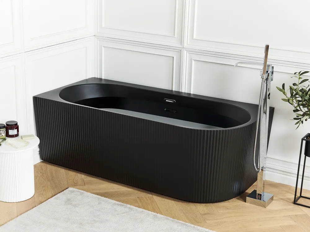 Eckbadewanne GOCTA 170 x 80 cm Schwarz rechtsseitig