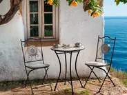 Bistro Set klappbar COMISO Metall Schwarz / Weiß_982143
