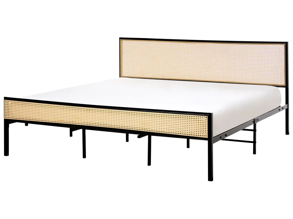 Bett mit Lattenrost Polyrattan AVANTON 180 x 200 cm Schwarz
