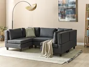 U-förmiges Modulsofa 5-Sitzer UNSTAD Stoff Dunkelgrau_893528