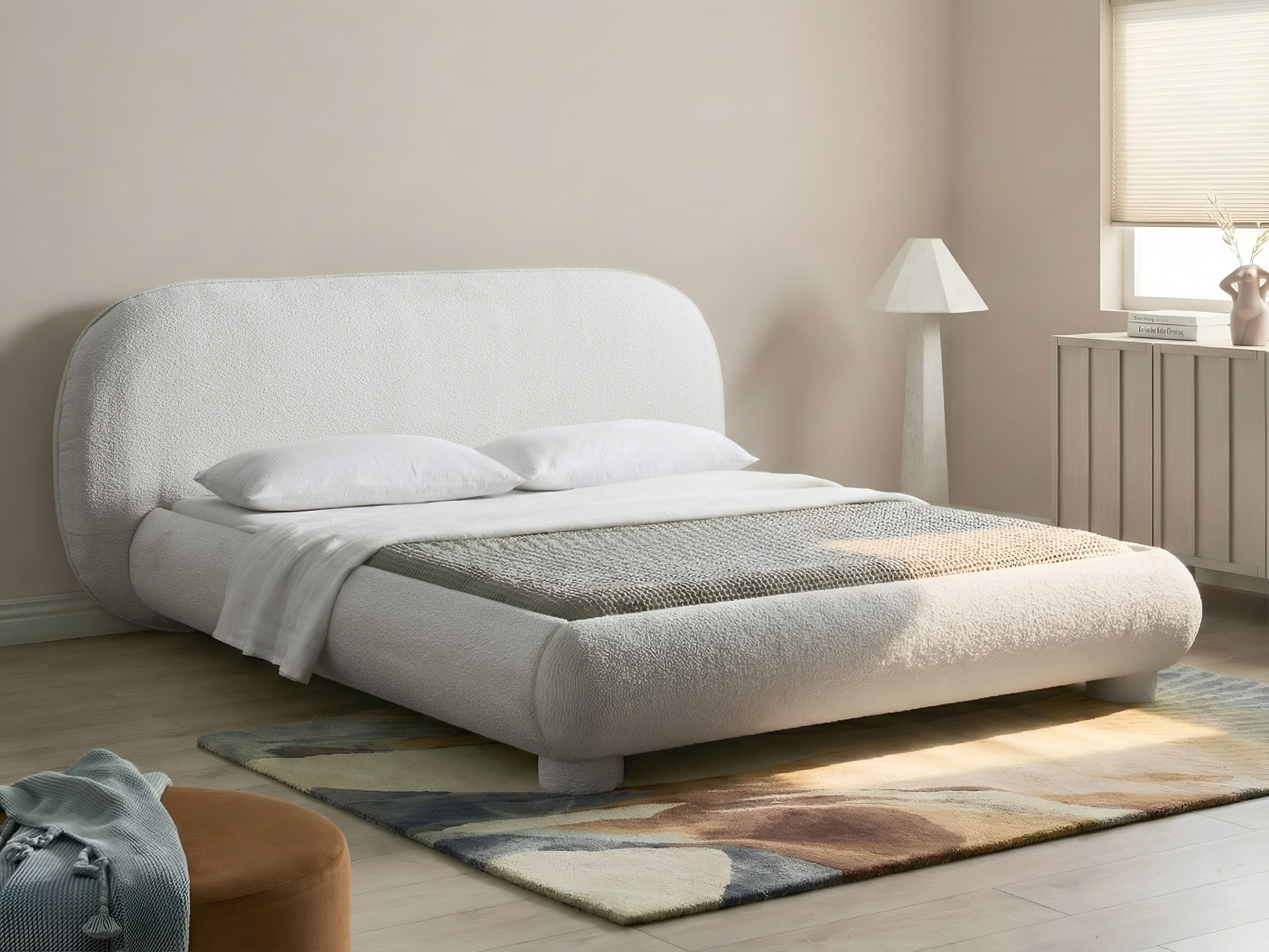 Bed Boucle BAYEL 160 x 200 cm (EU King Size) Off-White_1174579
