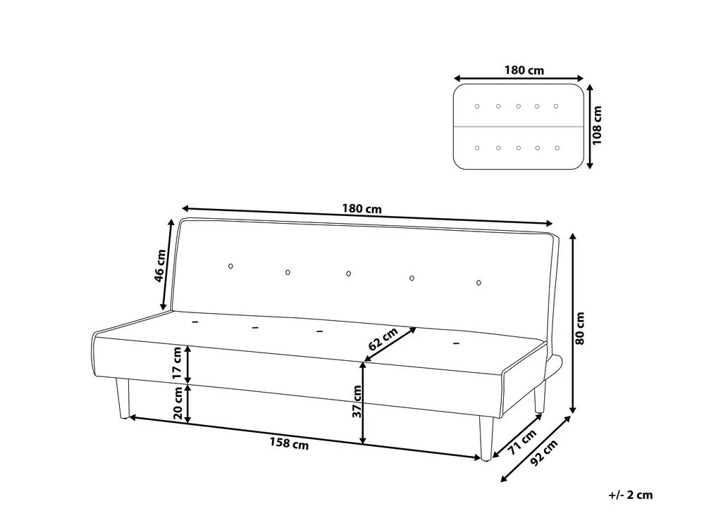 Sofa Bed 3 Seater VISBY Fabric Light Grey_695061