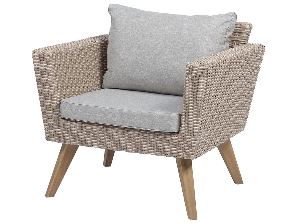 Lounge Set mit Tisch 4-Sitzer VITTORIA Polyrattan Grau_744953