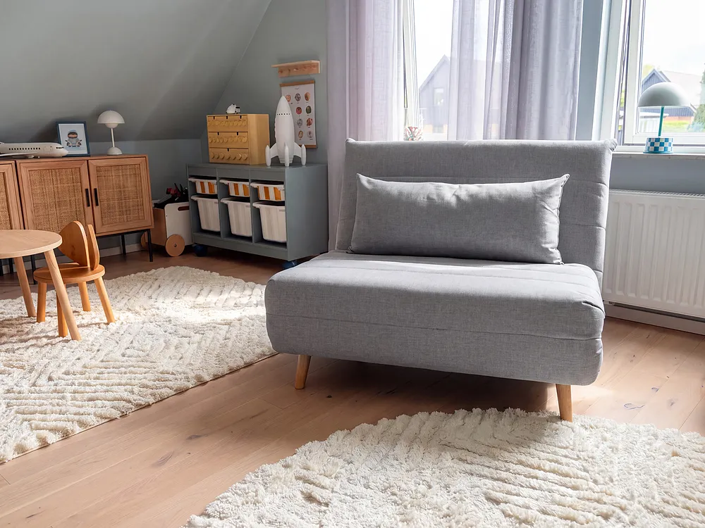 1-Sitzer Schlafsofa SETTEN Stoff Hellgrau_1153729