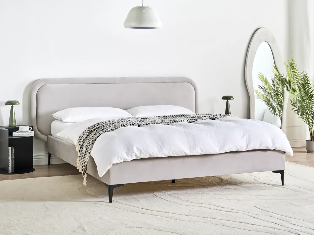 Bett mit Lattenrost Samtstoff SUZETTE 160 x 200 cm Hellgrau