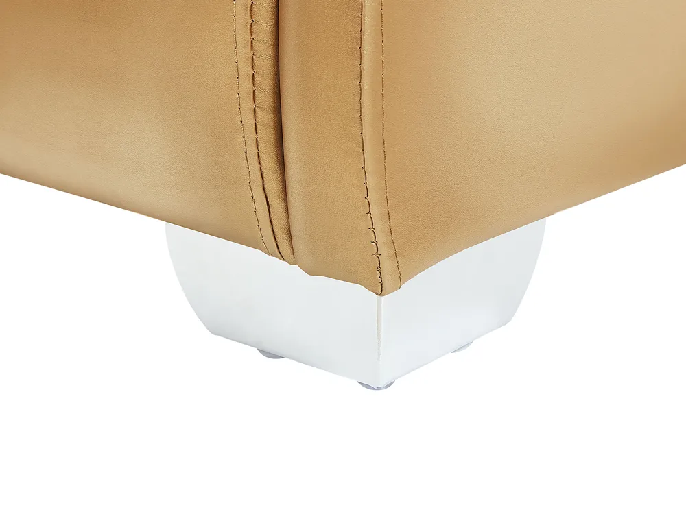 Bett mit LED Echtleder PARIS 140 x 200 cm LED Gold_781147