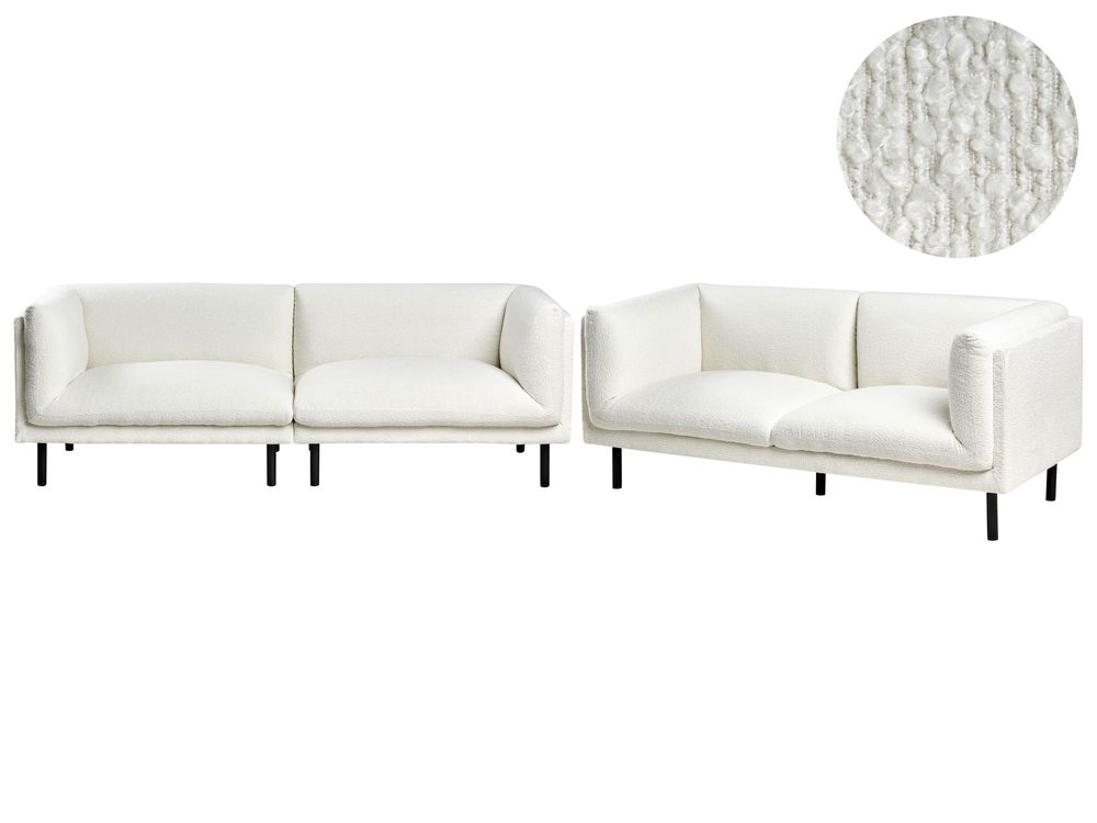 Living Room Set 5 Seater VORGOD Boucle Off-White