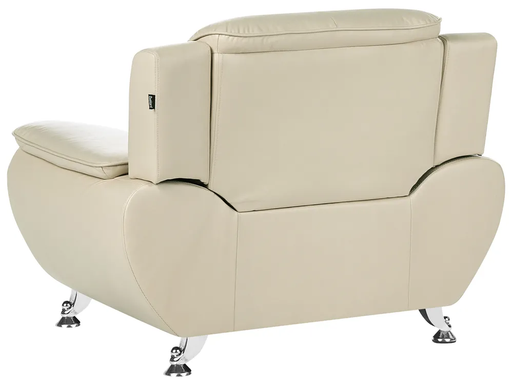 Living Room Set 6 Seater LEIRA Faux Leather Beige_1058770