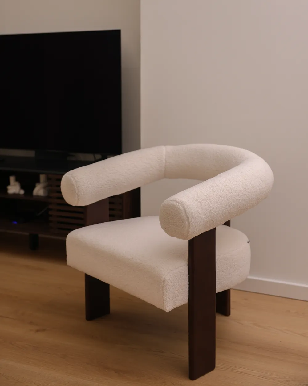 Sessel ILBRO Bouclé Cremeweiß / Dunkelbraun_1074603