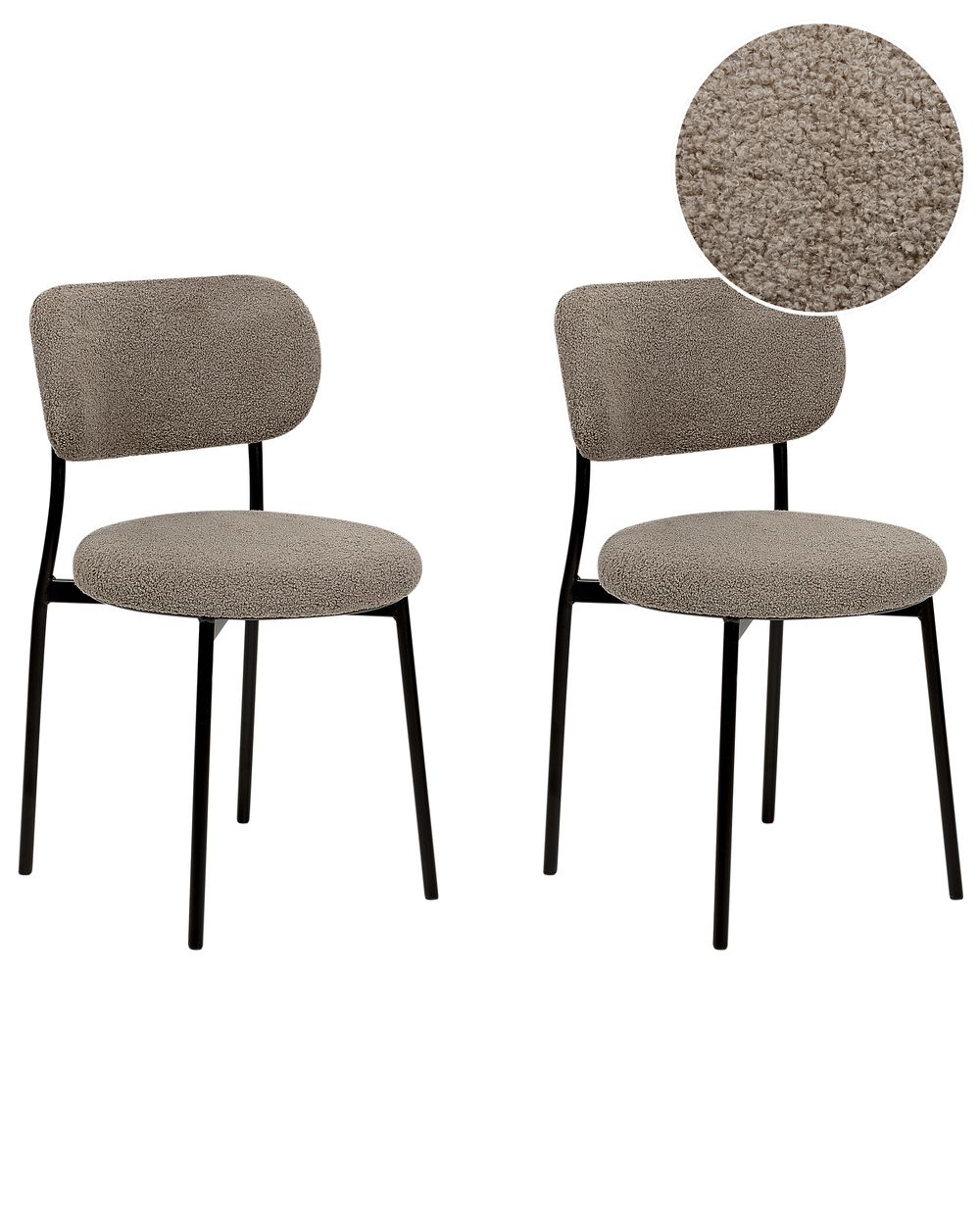 Esszimmerstuhl 2er Set CASEY Bouclé Taupe