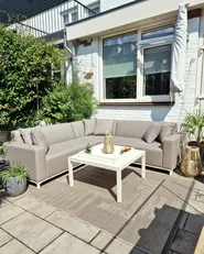 Garten Ecksofa mit Tisch 5-Sitzer BELIZE modular Beige linksseitig_977601