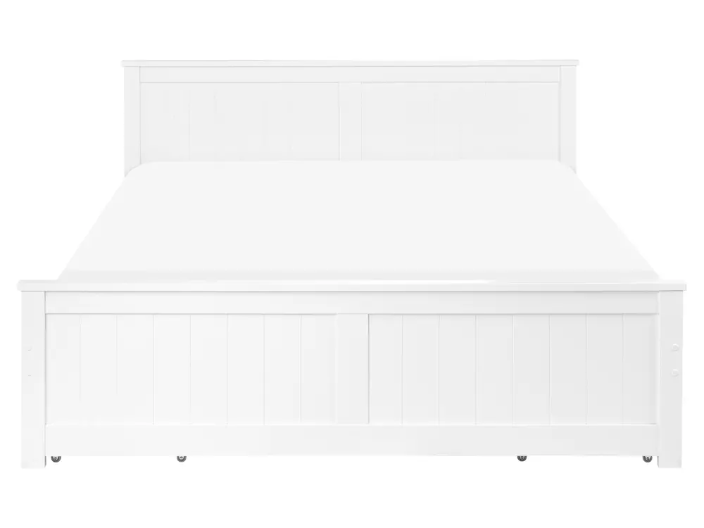 Bett mit 4 Schubladen SABRAN Kiefernholz Weiß 160 x 200 cm_1061305