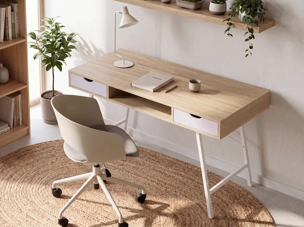 Schreibtisch CLARITA 120 cm 48 cm mit Schubladen Hellbraun