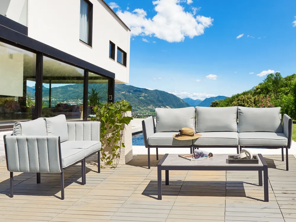 Lounge Set mit Tisch 5-Sitzer SKALA Metall Hellgrau_934635