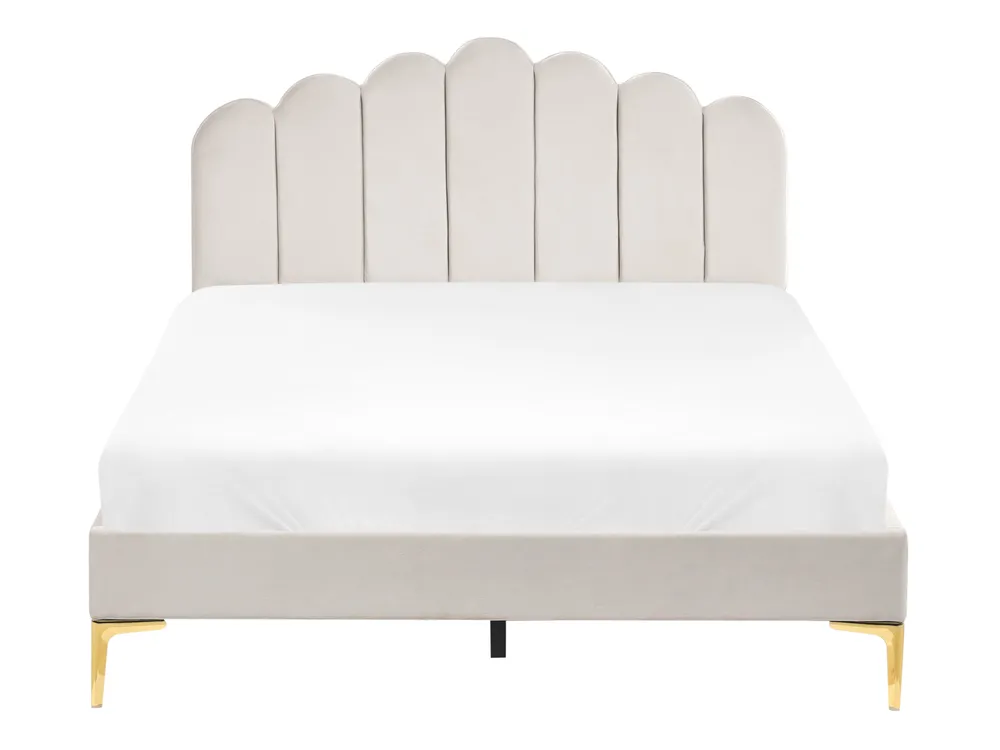 Bed Velvet SAUVIAN 140 x 200 cm (EU Double) Off-White_1014443