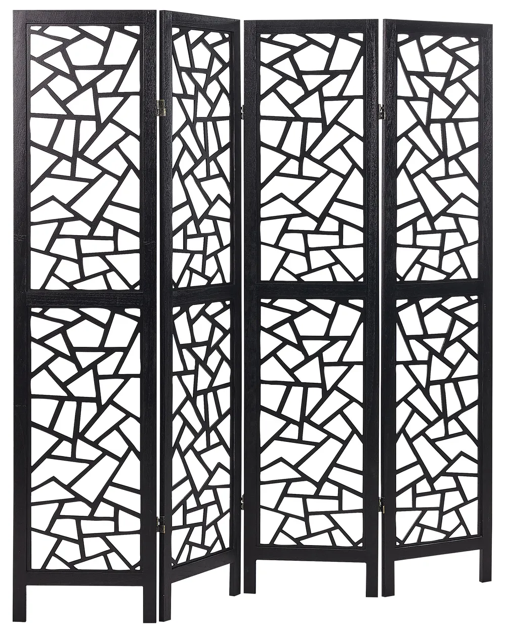 Paravent Interieur Séparateurs de Cloisons à 4 Panneaux, Diviseur de Pièce Pliant Contemporain, Écrans D'intimité en Bois D'intérieur, Cadre Photo Noir Séparateurs de Pièce Autoportants