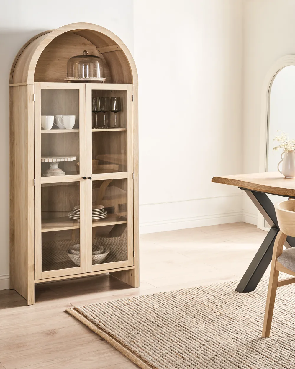 Vitrine mit Glastüren GLENWOOD 79 cm Hellbraun