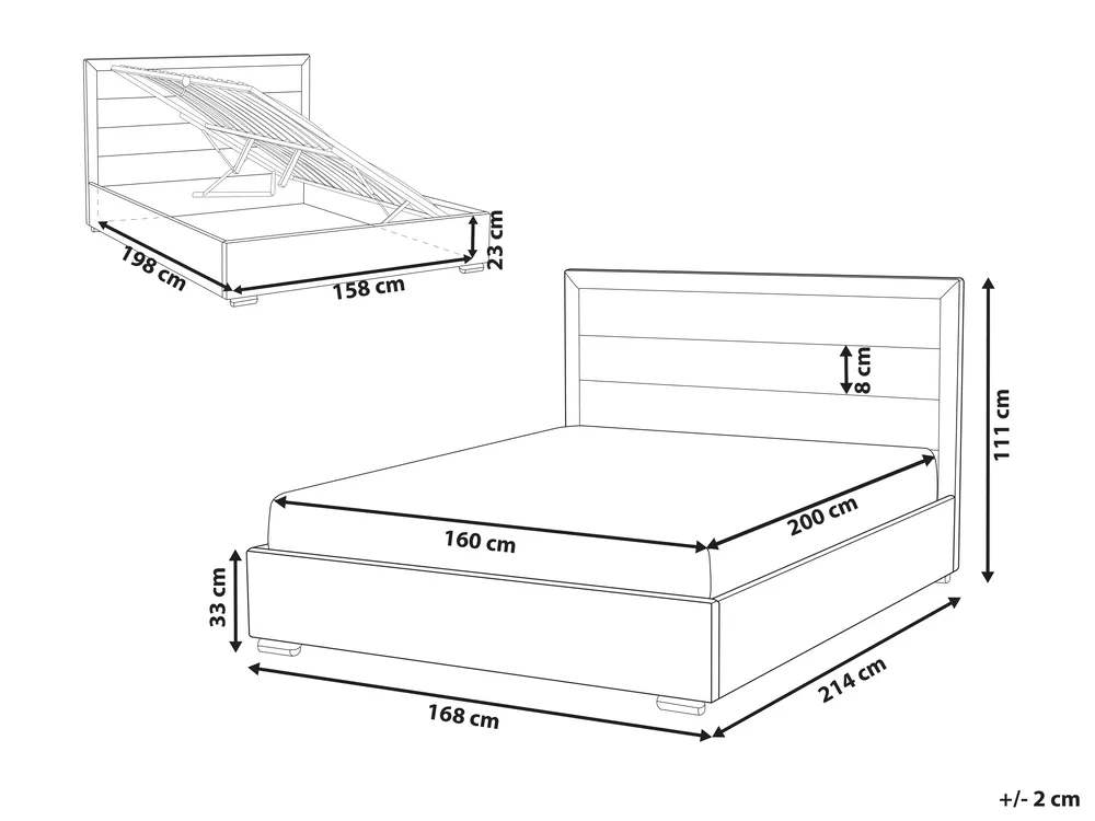 Ottoman Bed ROUEN Velvet Dark Grey 160 x 200 cm (EU King Size)_843816