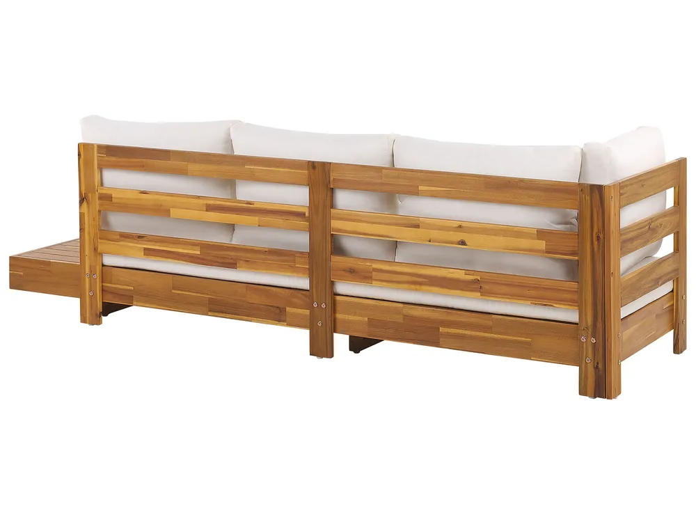 Garten Ecksofa 5-Sitzer MARETTIMO zertifiziertes Akazienholz Cremeweiß rechtsseitig_834021