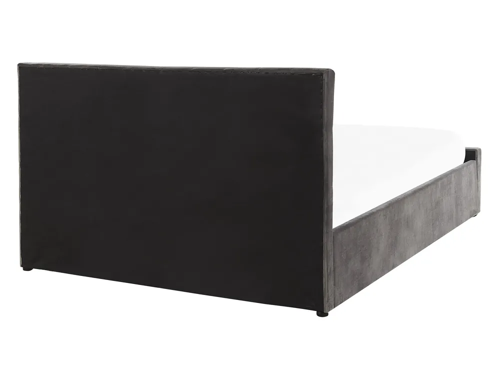 Bett mit Stauraum AMIENS Samtstoff Grau 140 x 200 cm_791232