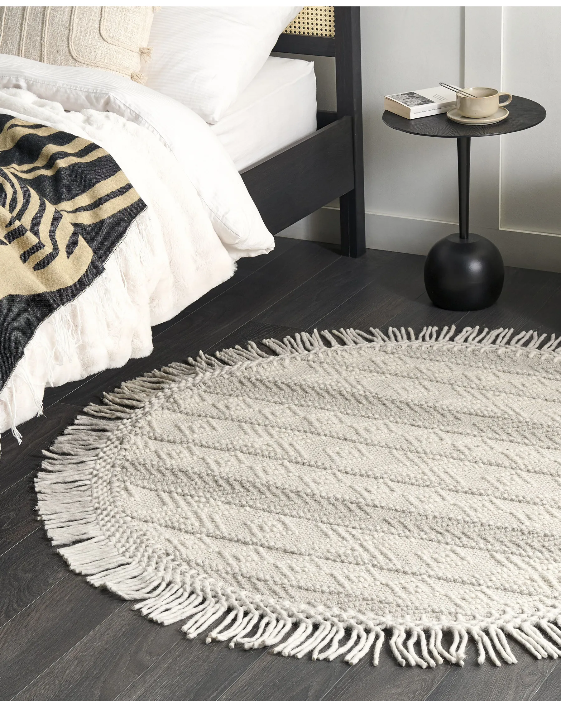Rug BALTALAR Beige ø 140 cm Wool_856540