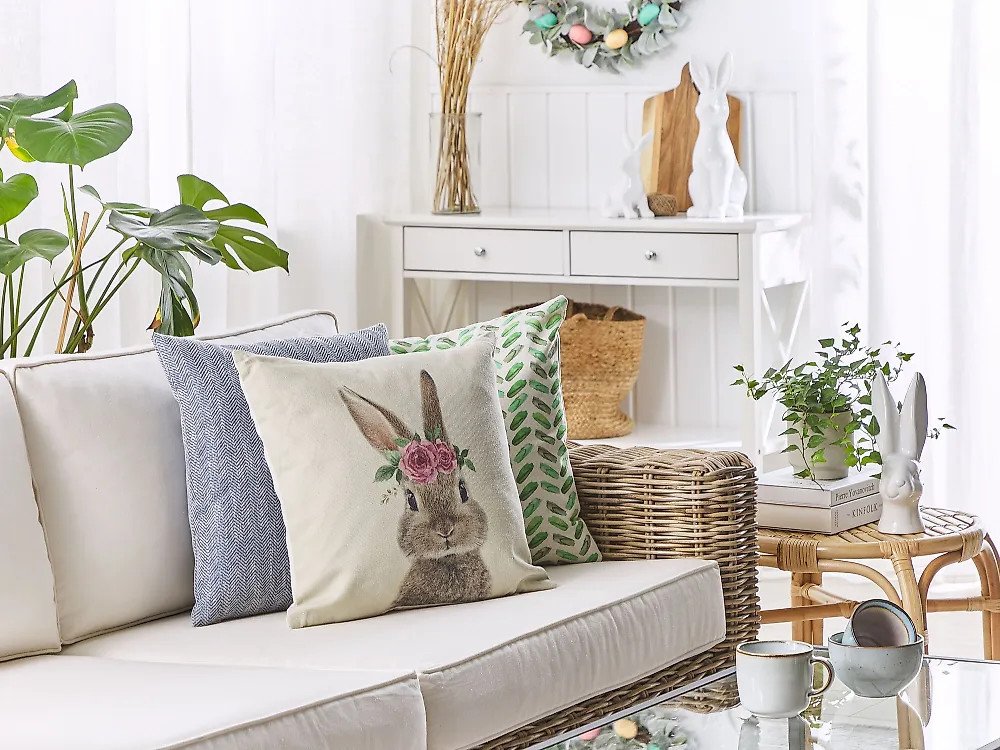 Set of 2 Decorative Cushions TULIPA 45 x 45 cm Taupe_1178327