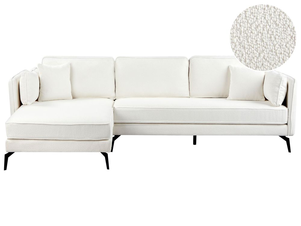 Ecksofa 3-Sitzer ALTAN Bouclé Cremeweiß rechtsseitig