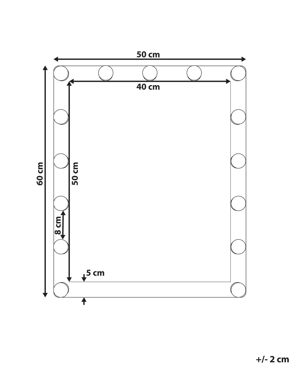 LED-Badezimmer-Spiegel ODENAS 50 cm 60 cm Schwarz_814047