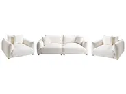 Sofa Set 5-Sitzer LUVOS Bouclé Cremeweiß_971917