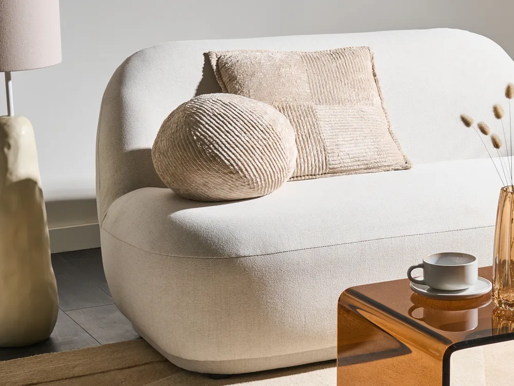 Set of 2 Decorative Cushions MARANTA 30 x 30 cm 45 x 45 cm Corduroy Light Beige Solid