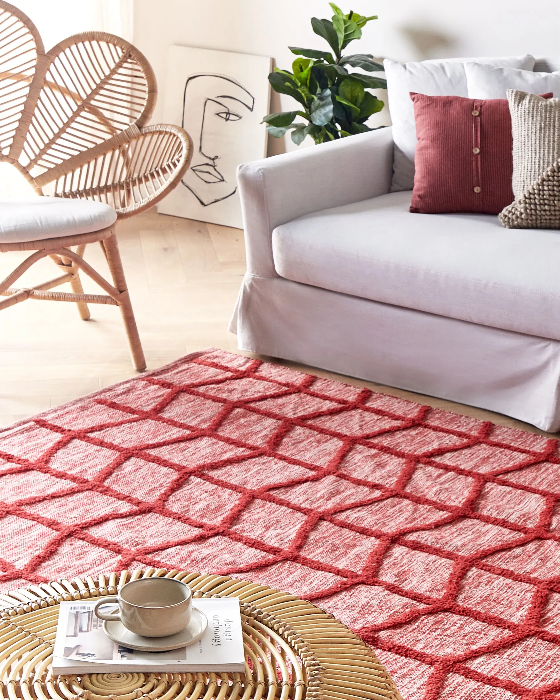 Rug SIVAS Red 140 x 200 cm Cotton_839703