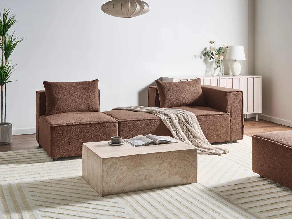 Modular Sofa 2 Seater AXEBO Boucle Brown_1075796