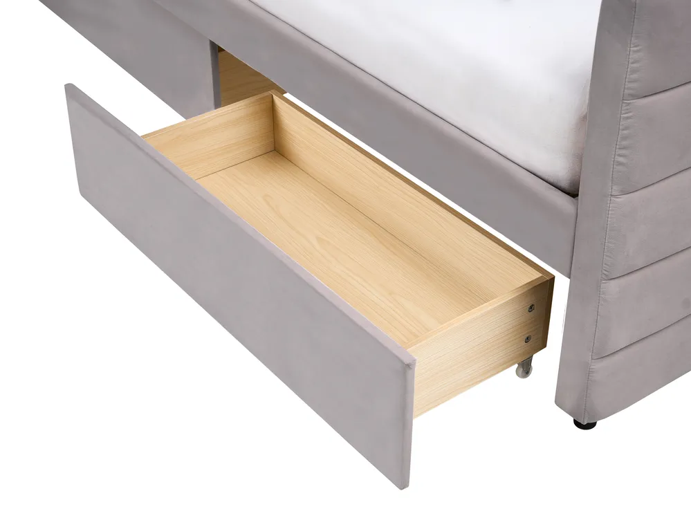 Daybed with Storage MARRAY Velvet Light Grey 90 x 200 cm (EU Single)_1069221