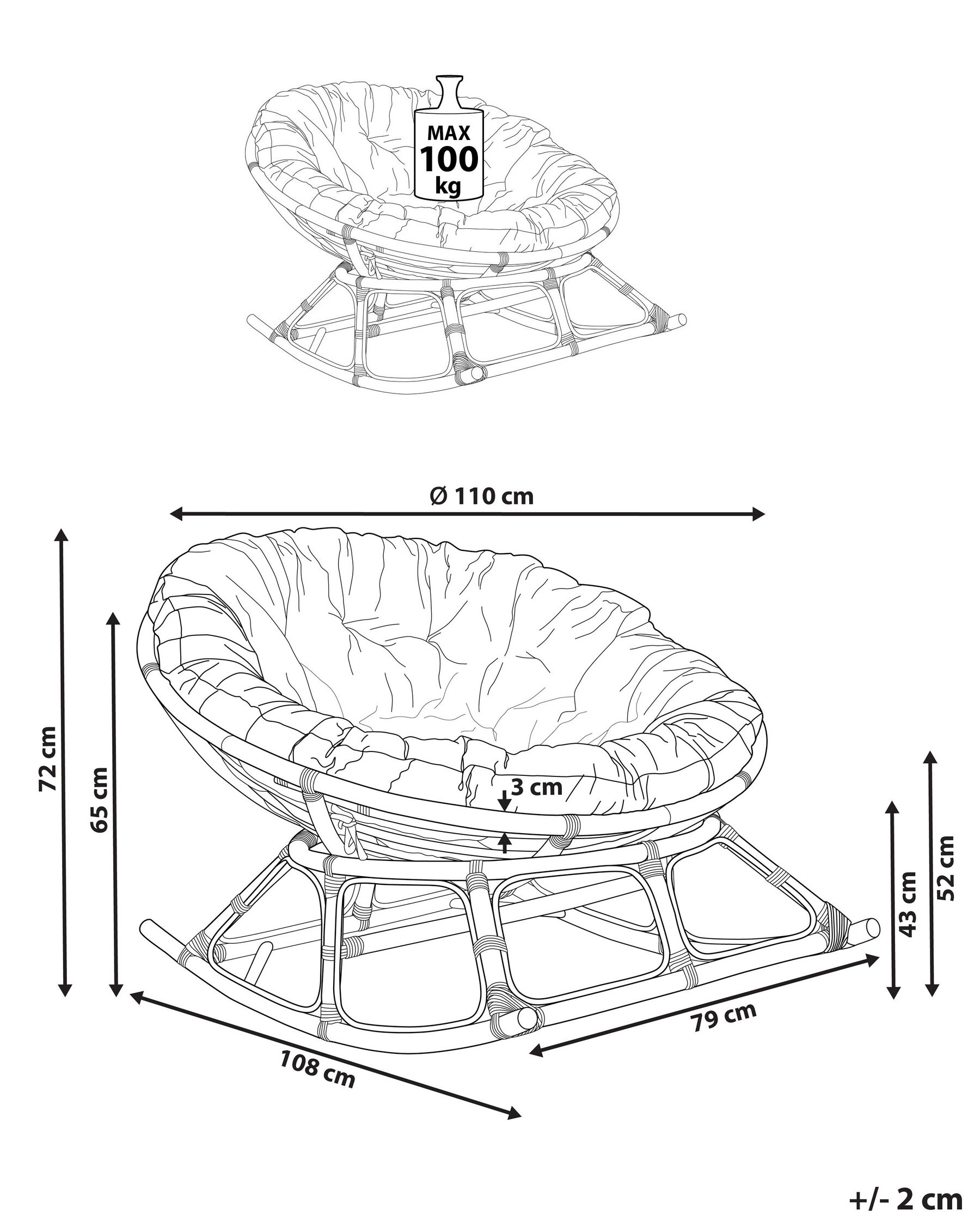 Schaukelsessel ORVIETO Rattan Naturfarben_878437