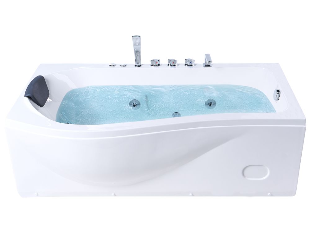 Baignoire d'angle à remous avec LED POZUELOS 170 x 90 cm Blanc