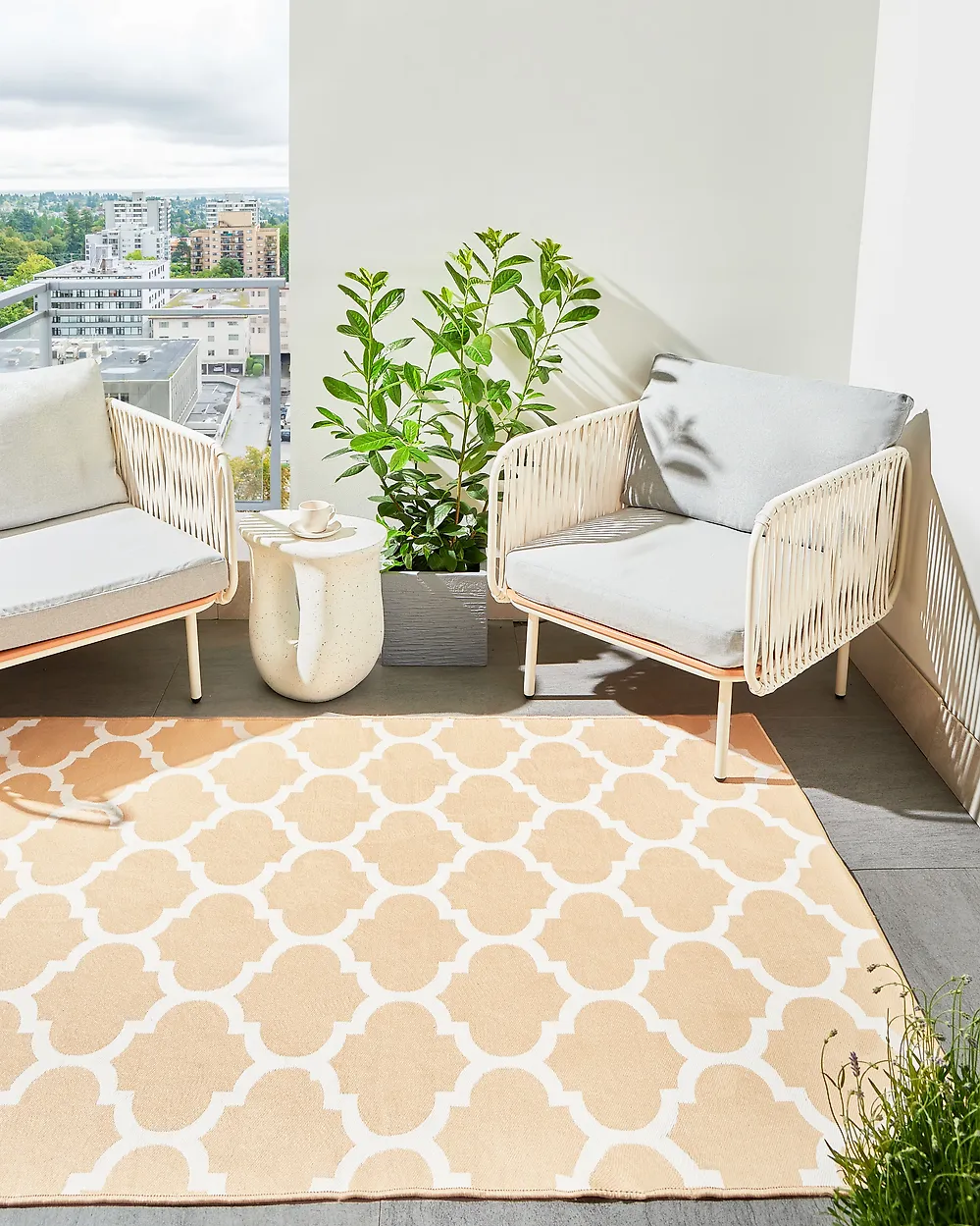 Outdoorteppich AKSU Beige 140 x 200 cm Zweiseitig_1177326