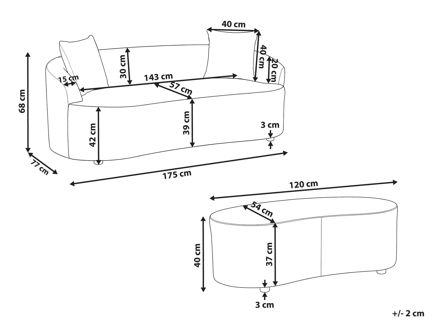 Sofa AMAL mit Ottomane Stoff Taupe_1143381
