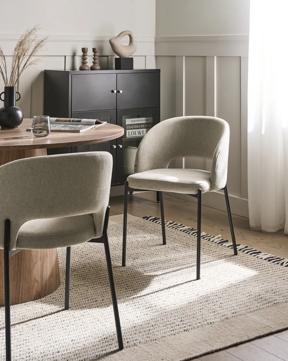 Set of 2 Dining Chairs PENNY Fabric Sand Beige