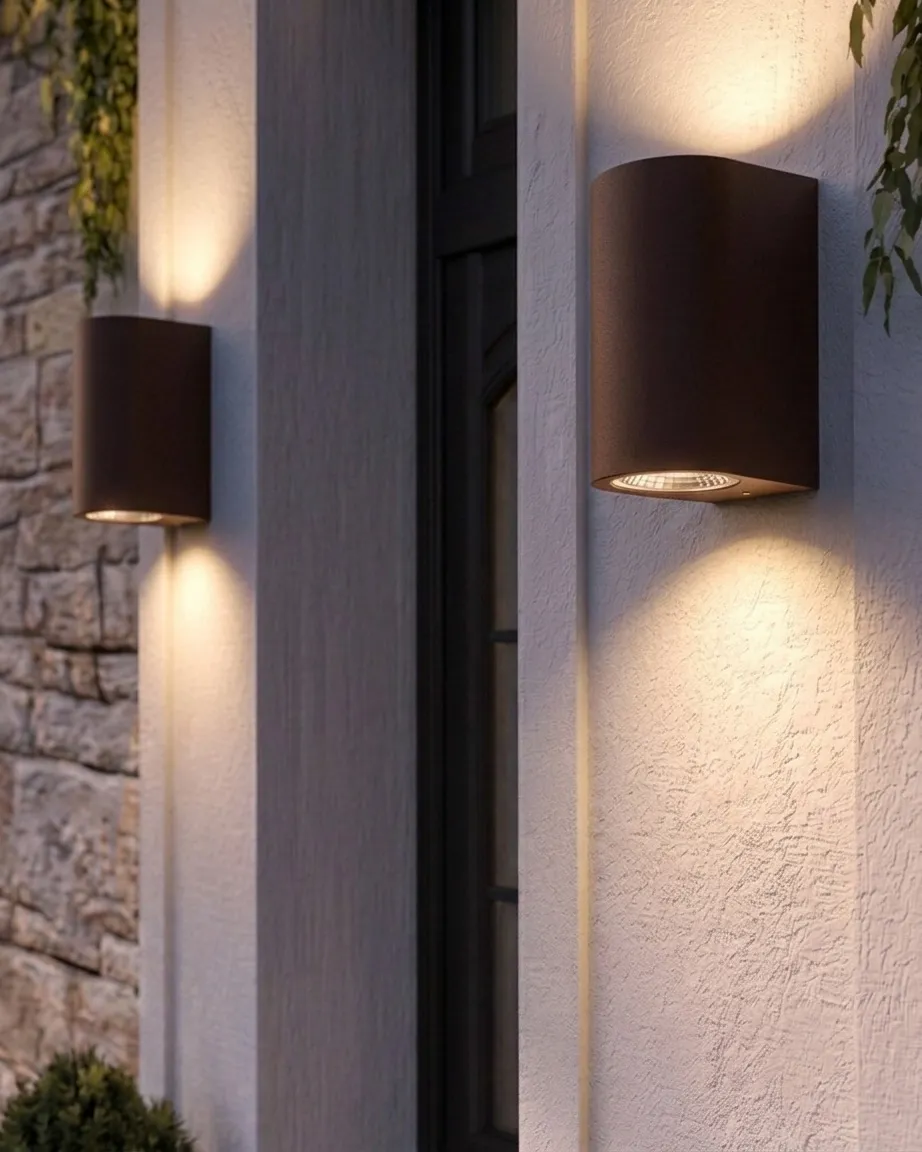 LED Außenwandleuchte 2er Set LAZARO Braun