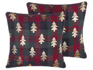 Dekokissen 2er Set CUPID 45 x 45 cm Dunkelgrün Weihnachtsmotiv_814129