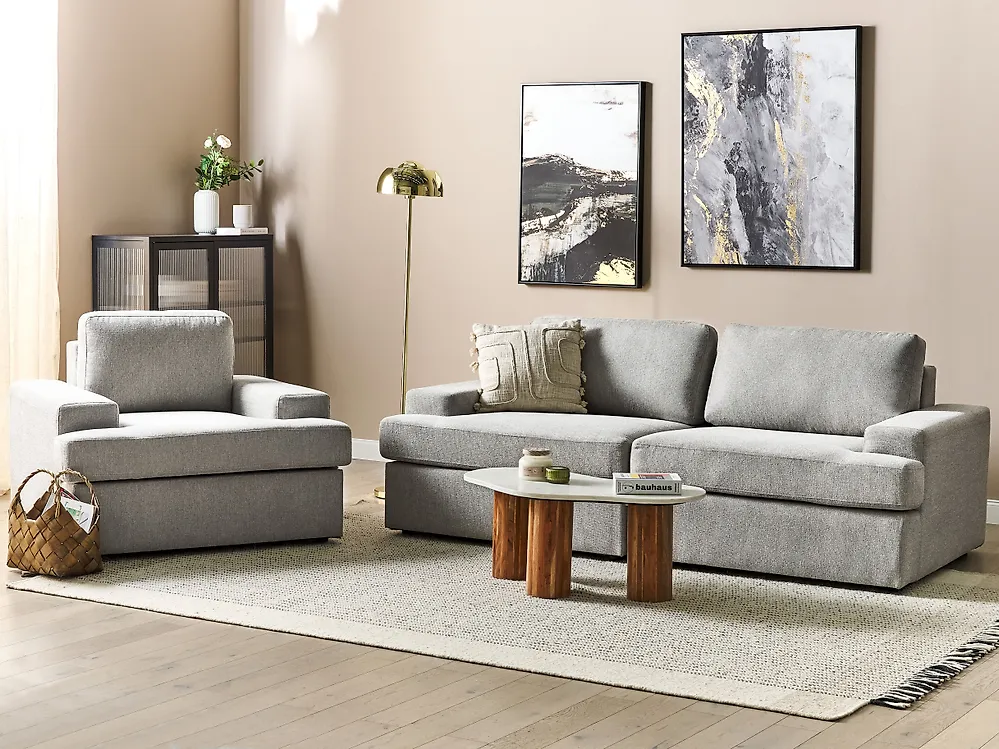 Ensemble de salon 4 places ALLA Tissu Gris clair_1188404