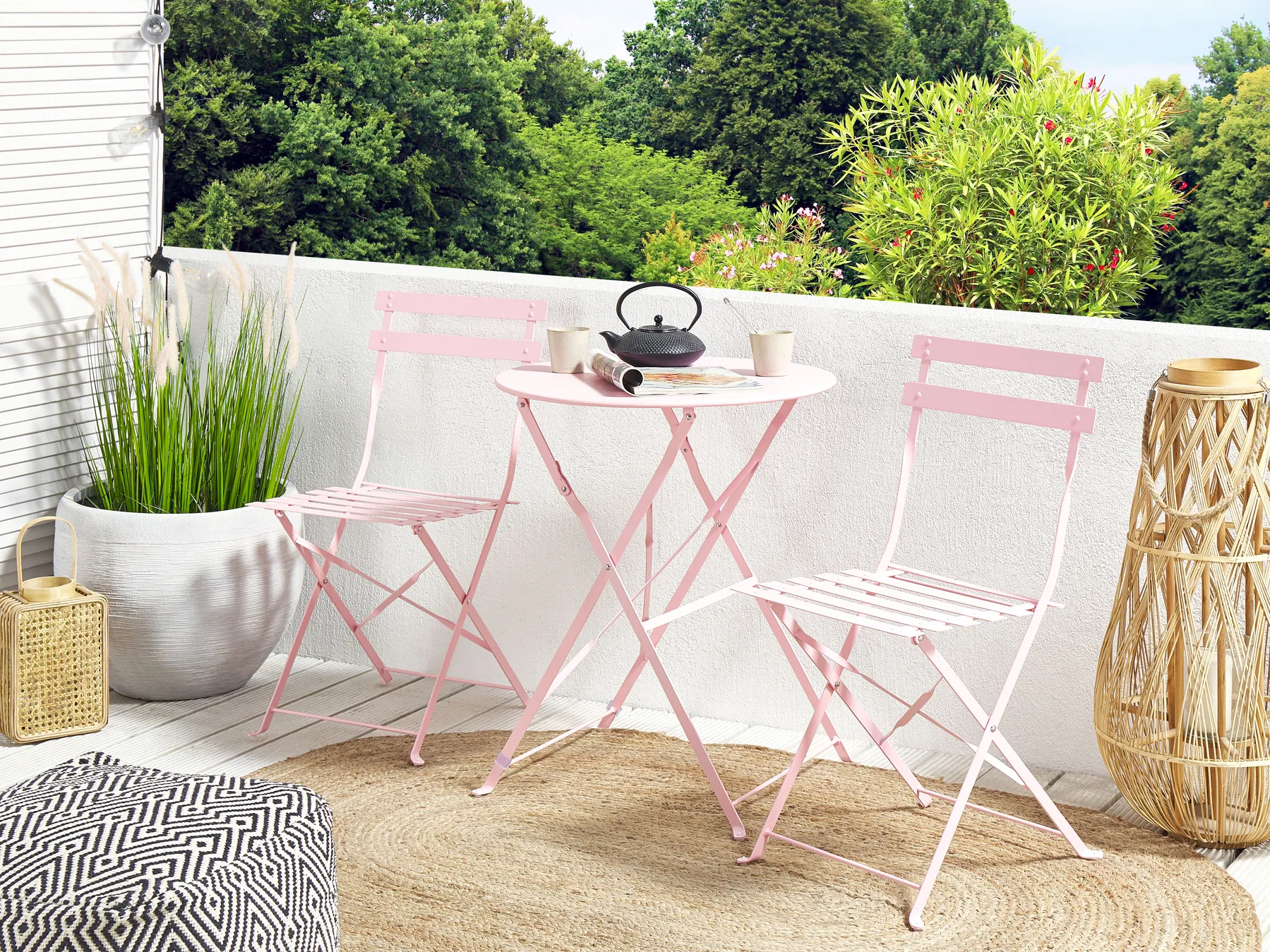 Bistro Set klappbar FIORI Metall Pastellrosa_804832