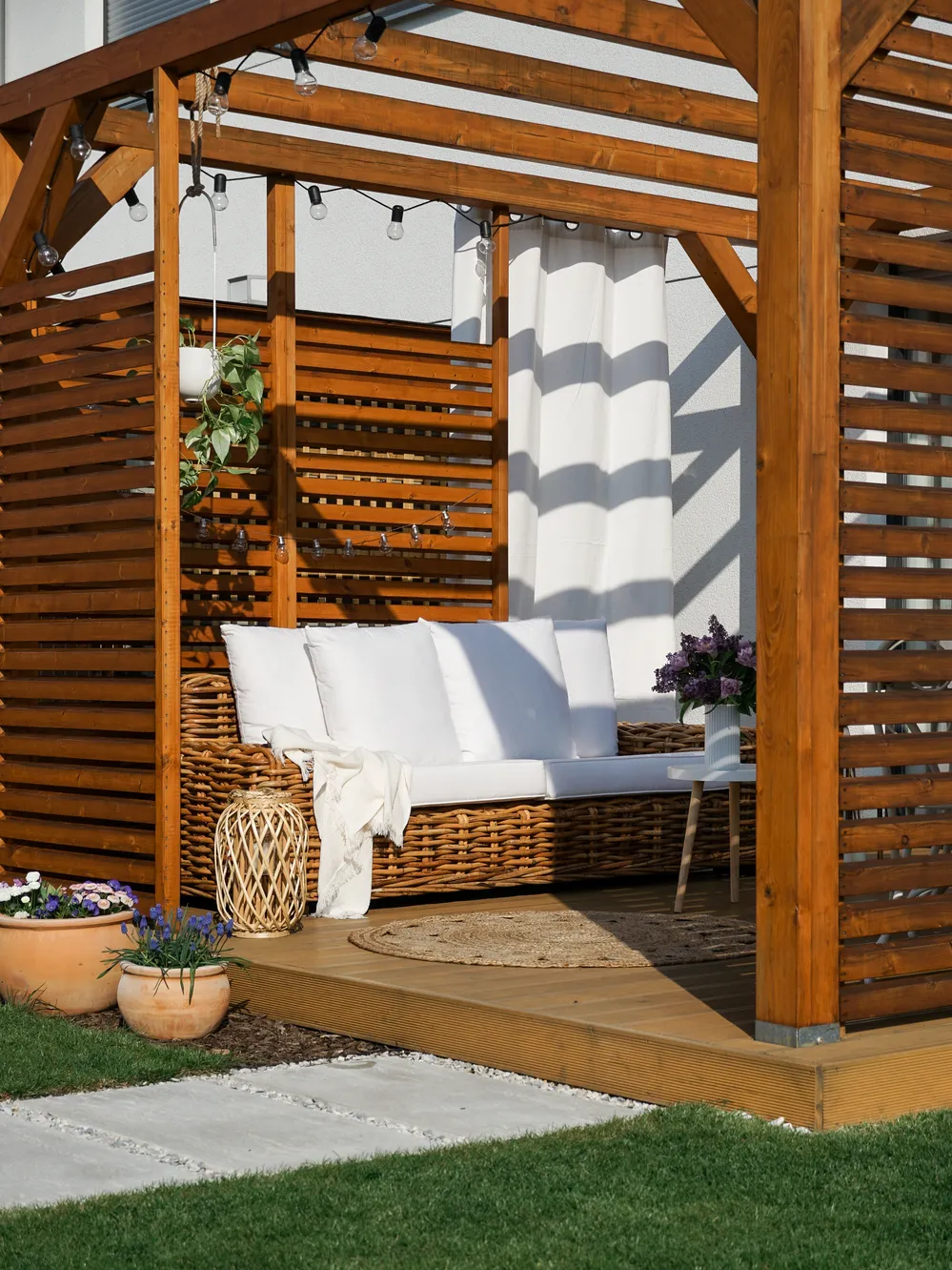 Gartensofa 3-Sitzer FORLI Rattan Naturfarben_827520