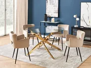 Dining Table MARAMO Gold 120 cm 120 cm Tempered Glass_875695