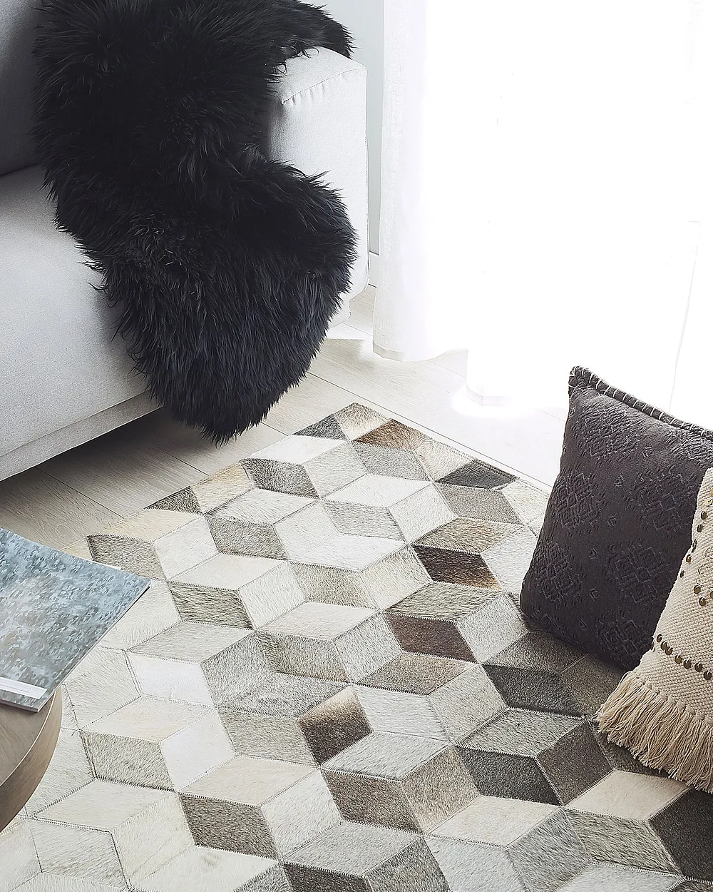 Rug SASON Beige 160 x 230 cm Leather_1156979