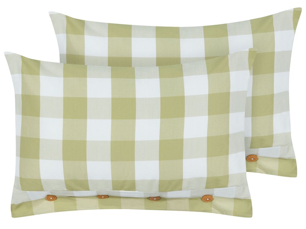 Set van 2 sierkussens TAMNINE 40 x 60 cm Lichtgroen geblokt patroon